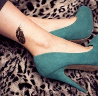 buty, szpilki, eleganckie, tatuaż, pióro, nogi