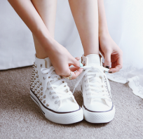 trampki, convers, love, białe, ćwieki