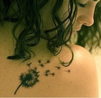 tatuaż, tattoo, dmuchawiec, kobieta, ciekawy, ładny