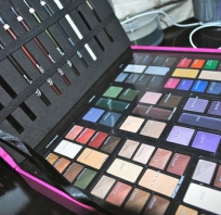 makijaż, paleta, kolorowa, cienie, oczy, pędzelki, glam