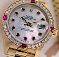 zegarek, diamenty, złoto, rolex, piękny, na rękę