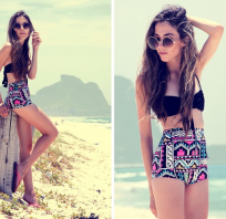 moda, na plażę, fashion, rihanna, szorty, top, okulary