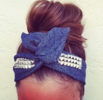 diy, made by me, ćwieki, nity, jeans, opaska, do włosów, pin up