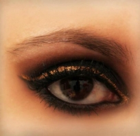 makijaż, kreska, miedziana, czarne, smokey, eyes, oczy