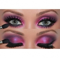 make up, oczy, malowanie, makijaż, różowe, kocie, kolorowe