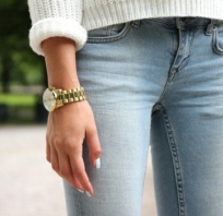 kolorystycznie, dopasowanie, jeans, zegarek, złoto, dziewczyna, torba