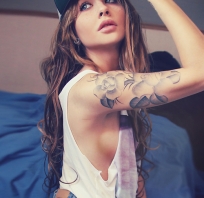 tatuaż, kobieta, kwiaty, piękna, moda, styl, tatuaże, tattoo