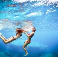 woda, wakacje, plaża , bikini, seksowne, wodą, pod