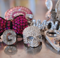 Diamonds, różowy, Pierścionki, Czaszka 