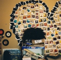 zdjęcia,ściana, kolarz, ciekawe, fotografie, polaroid