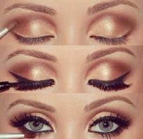 Makijaż, Oczy, Gold, Eye Liner