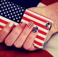 paznokcie, usa, flaga, nails, obudowa, na telefon, malowanie, modne