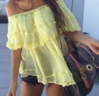 żółta, bluzka, hippie, jupie, szorty, spodenki, lato, fashion, duża, torba