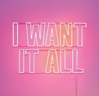 napis, neon, zdjęcie, róż, fajne, want it all