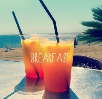 drinki, śniadanie, plaża, wakacje, dobre