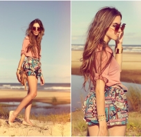 moda, styl, plaża, okulary, dziewczyna, ładna, blondynka, brunetka