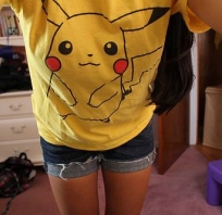 pikachu, żółty, bluzka, sexy, moda,
