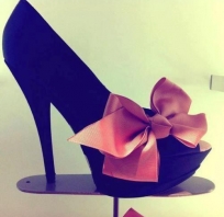 piękne, czarne, wstążka, kokarda, sexy, buty, szpilki