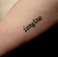 imagine, druk, tatuaż, mały, dyskretny, wyobraźnia, the beatles