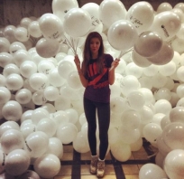 balony, masa, balonowo, pokaz, dziewczyna, impreza, fotografia