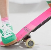 deska, buty, zielony, róż, sexy, dziewczyna,