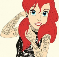 ariel, syrenka, kreskówka, emo