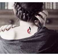 tatuaż , naklejka, henna, moda, kobieta, na plecy , kolorowy, piękny, włosy