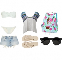 zestaw, okulary, bluzka, spodenki, klapki, lato moda, kwiaty, damska, bielizna, blog