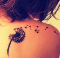 tattoo, tatuaż dmuchawiec, dziewczęcy, śliczny