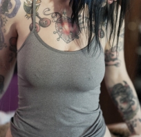 sexy, sex, dziewczyna, tatuaże, kobieta