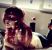Disco ball, Maska, Maskarada, czerwone włosy, Redhead 