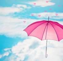Parasol, PIN, Serca, Różowe, Chmury, Niebieski 