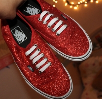 vans, trampki, błyszczące, czerwone