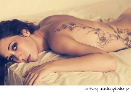 tatuaż, plecy, kobieta, seksi, seksowna, modelka