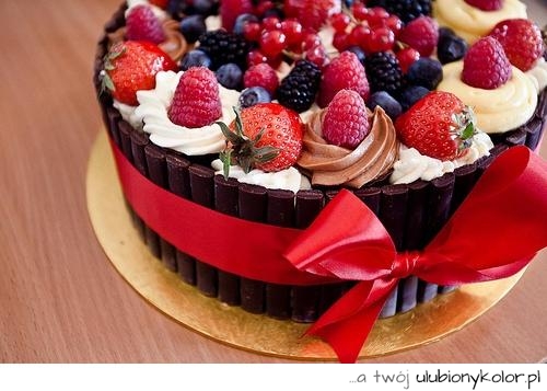 tort, owocowy, truskawki, słodki