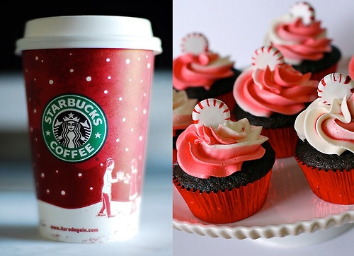Kawa, Cupcake, Wakacje, Peppermint, Starbucks, święty mikołaj, pierniki