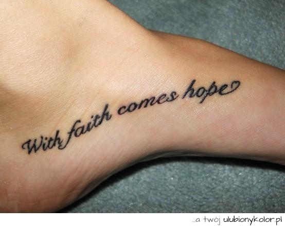 tatuaż, wiara, nadzieja, stopa, na stopie, tattoo