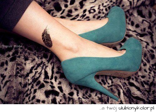 buty, szpilki, eleganckie, tatuaż, pióro, nogi
