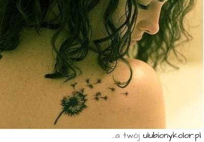 tatuaż, tattoo, dmuchawiec, kobieta, ciekawy, ładny