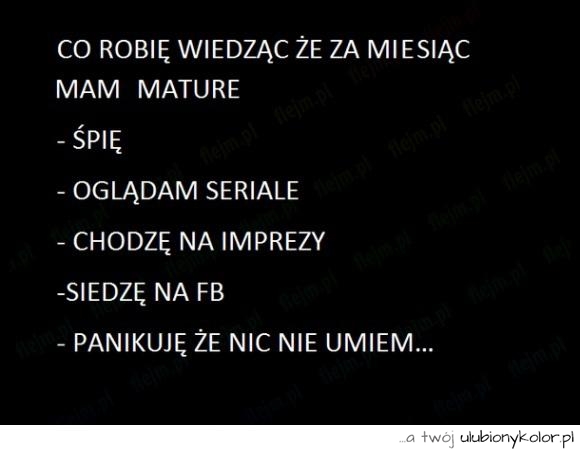 Co robię wiedząc że za miesiąc matura...