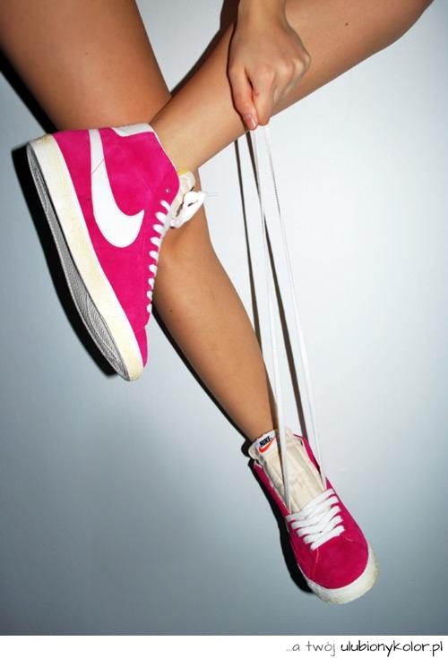 nike, trampki, dziewczyna, kobieta, róż, buty