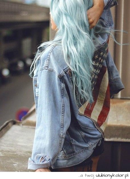 flaga, usa, modnie, włosy, jeans, kolorowo, rock