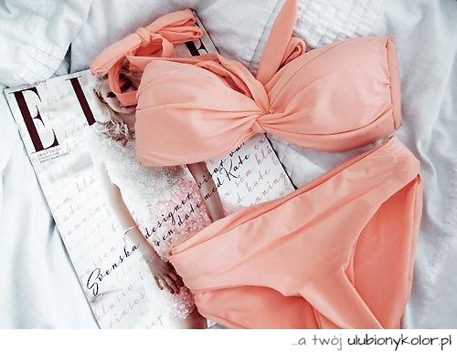 barbie, strój, kąpielowy, bikini, brzoskwinia, morela, modne