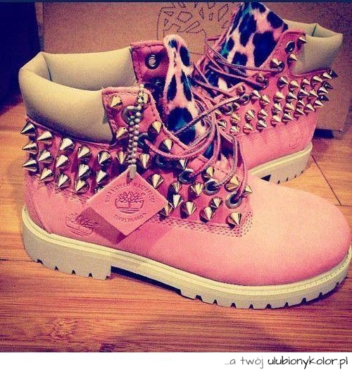 timberland, trapery, różowe, ćwieki, centki, dziewczęce, buty