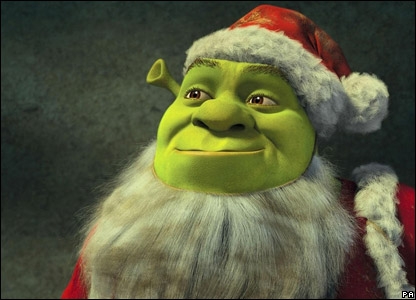 zima, Święta, Mikołaj, Shrek, zieleń, czerwień, biel