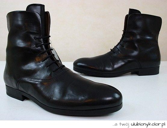 ZARA, MAN, CZARNE, SKÓRZANE, PÓŁBUTY, ZA KOSTKĘ, męskie