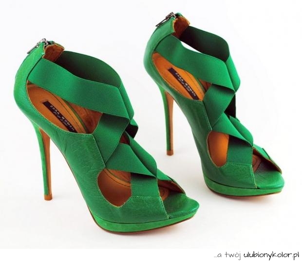 zara, szpilki, zielone, intensywny kolor, damskie, buty, przeplatane