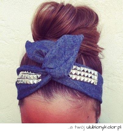 diy, made by me, ćwieki, nity, jeans, opaska, do włosów, pin up