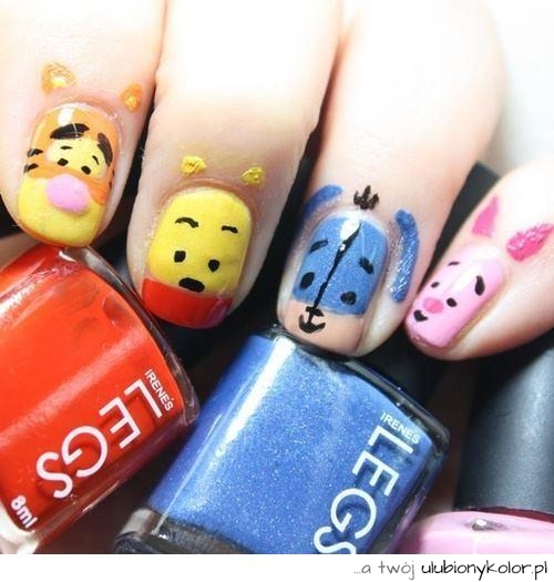 paznokcie, kubuś, puchatek, bajkowe, bajka, bajeczne , nails
