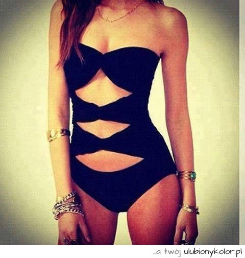 body, strój, kąpielowy, czarny, glam, modny, czarny, kobiecy, girl